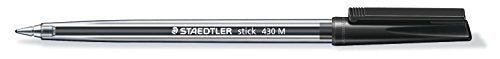 STAEDTLER Stick 430 Ballpoint Pens - Medium Point Black Ink | Pack of 50 | Airplane Safe
