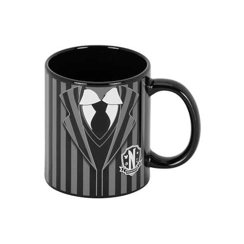 Wednesday Uniform Ceramic Mug - Black, 13 x 9.5 cm, Gift Box Included