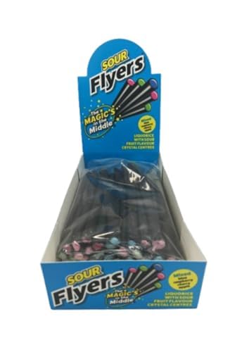 Stockley's Giant Sour Liquorice Flyers - 40 Sticks with Sour Fruit Crystals | Vegan Chewy Sweets