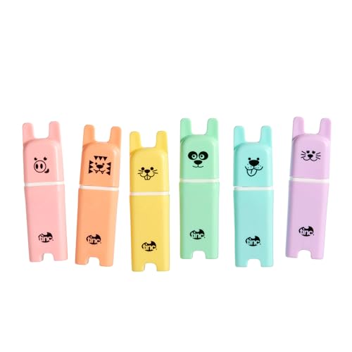 Tinc Animal Character Highlighter Pens - Set of 6 Pastel Chisel-Tip Highlighters 3