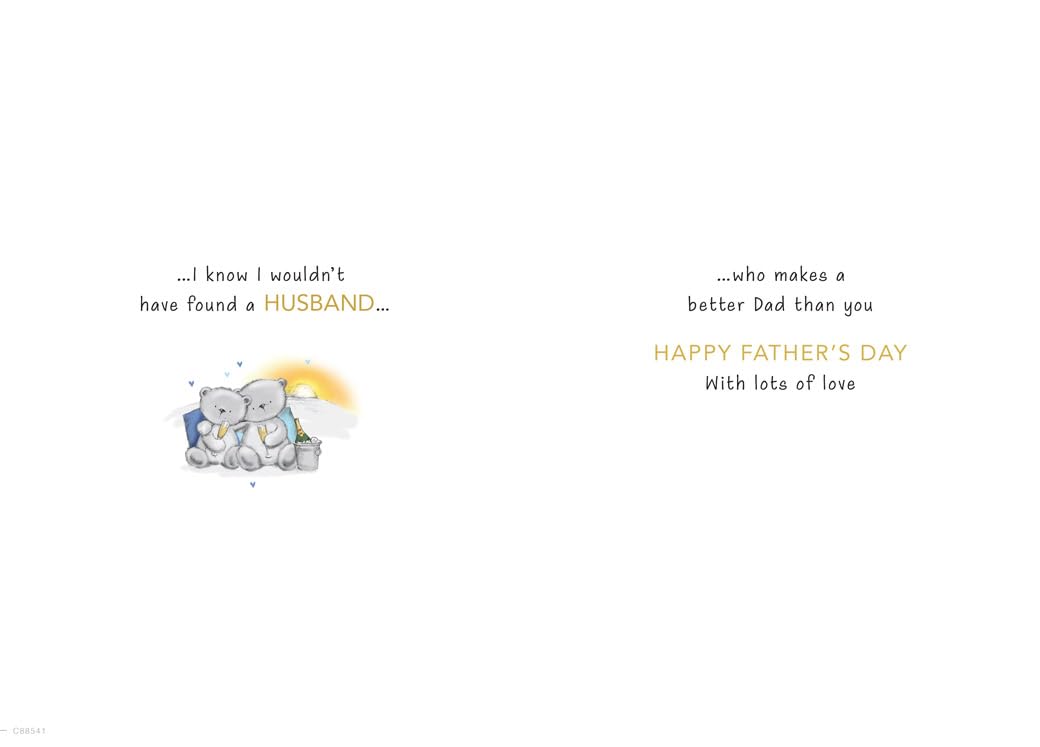 Piccadilly Greetings Father's Day Card for Husband | Bears on Swing Design | 9 x 6 inches