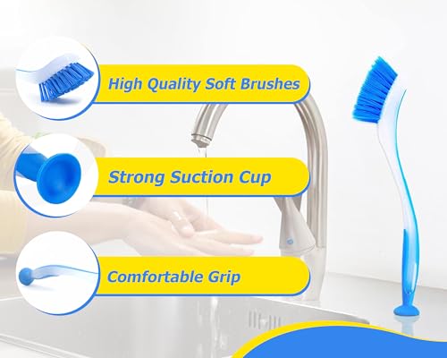 Zuvo - Plastic Long Handled Scrubbing Suction Cup Brush for Dish Wash 7