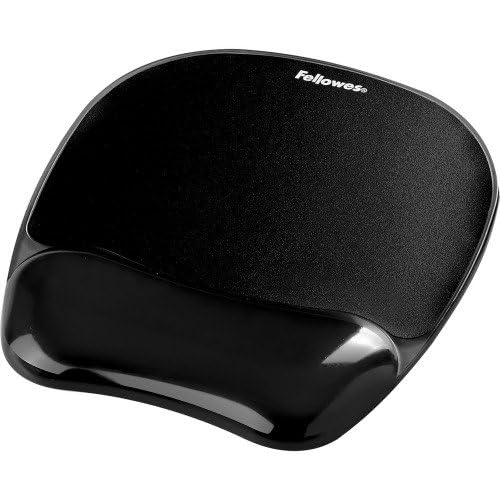 Fellowes Crystals Gel Mouse Mat Wrist Support - Ergonomic Comfort | Stain Resistant | Black 4