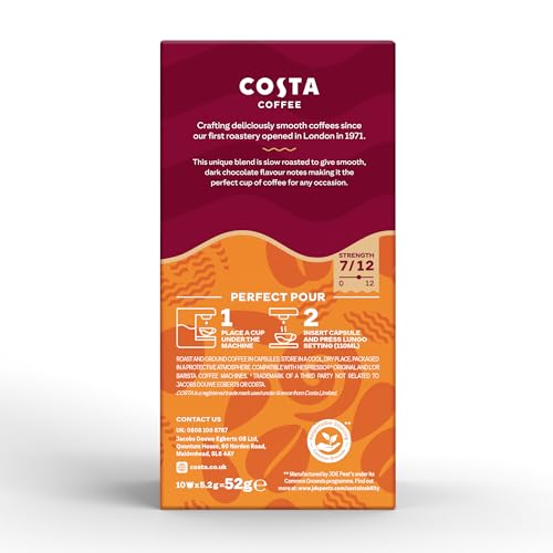 Costa - Smooth Medium Roast Aluminium Coffee Pods (Pack of 100, Fortuna Model) 9
