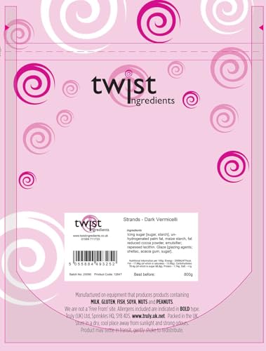 Twist Ingredients Dark Chocolate Flavour Strands Vermicelli Cake Topper Sprinkles | 800g Resealable Pouch 3