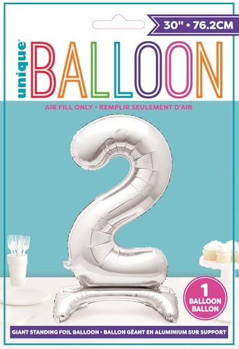 Majestic Silver Number 2 Foil Balloon - Elegant Party Decoration for Milestone Celebrations 3