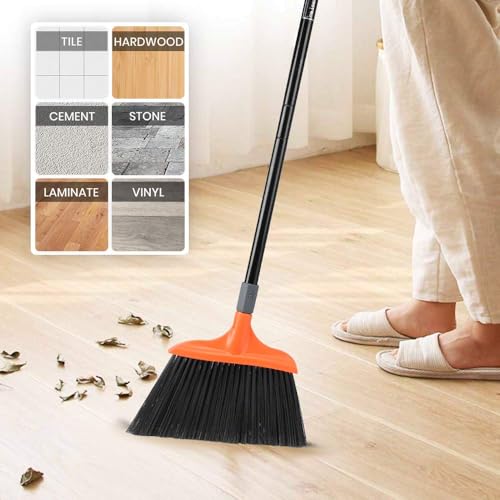 TreeLen Heavy-Duty Angle Broom - 14.5" Wide Long Handle Broom for Garages, Driveways & Outdoor Cleaning 5