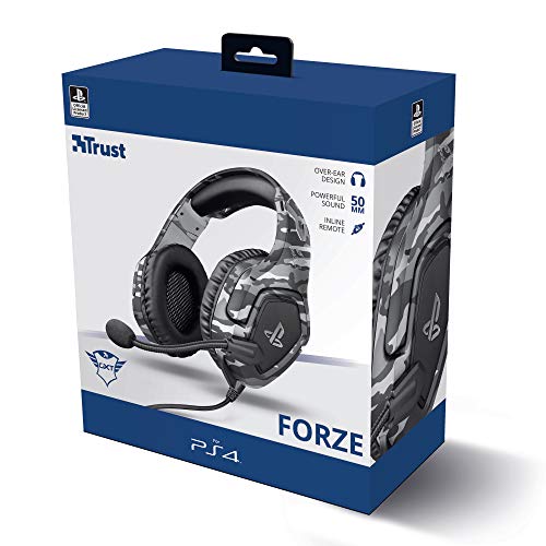 Trust GXT 488 Forze-G Gaming Headset for PS4 and PS5 – Officially Licensed with 50mm Drivers, Foldable Mic, Inline Remote, Grey 16