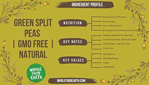 Wholefood Earth - Green Split Peas 1 kg | GMO Free | High Fibre | High Protein | Organic | Vegan