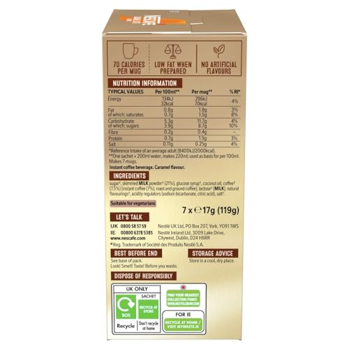 NESCAFÉ Caramel Latte Instant Coffee 7 x 17g Sachets
