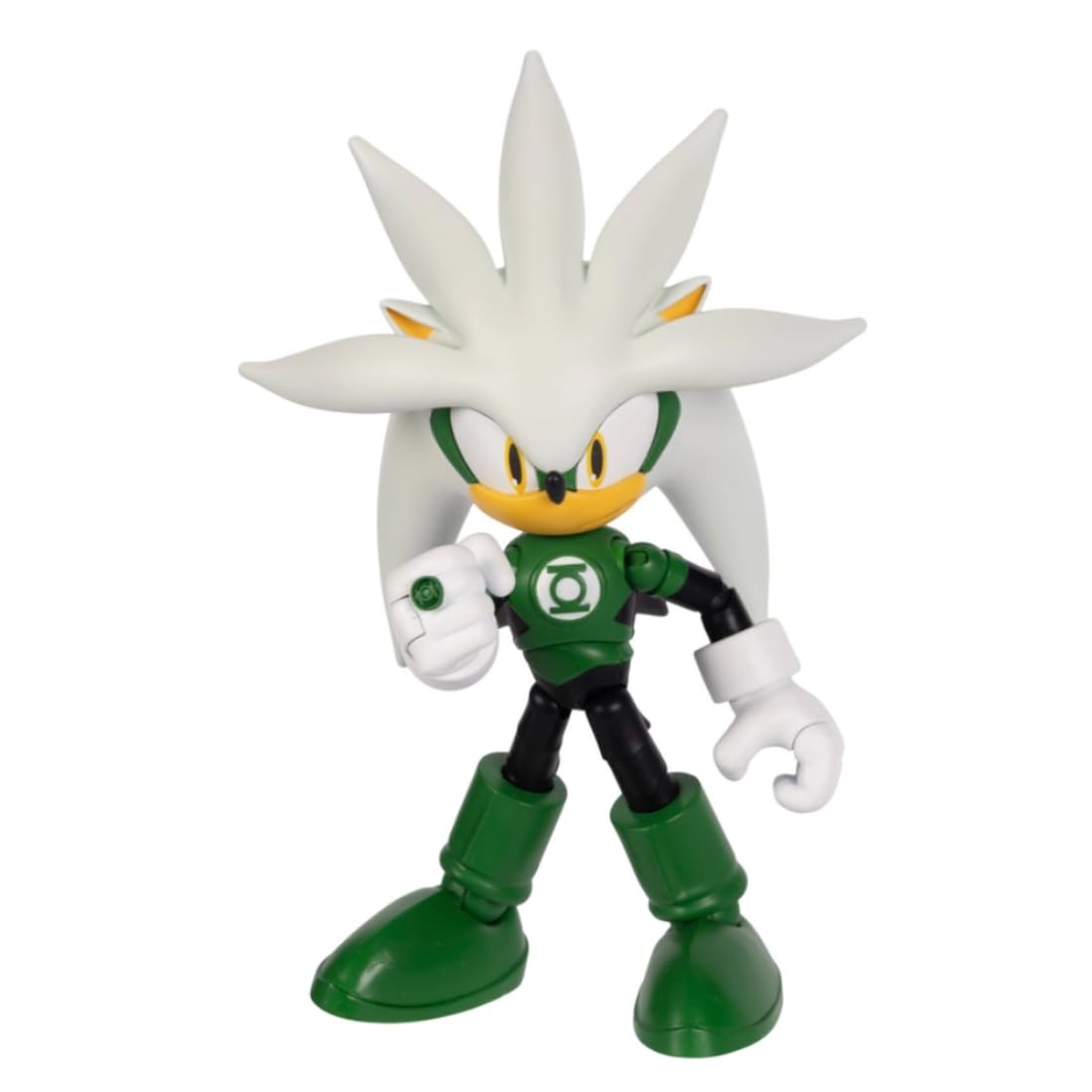 Sonic The Hedgehog Silver as Green Lantern 5' / 13cm Action Figure | Highly Articulated (22 Pts) | Collector's Packaging