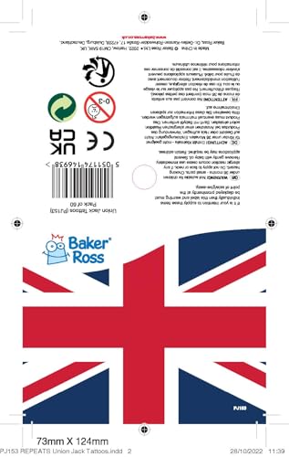 Baker Ross PJ153 Temporary Kids Union Jack Tattoos - Pack of 60 6