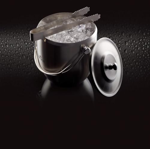 BarCraft - Stainless Steel Ice Bucket with Lid and Tongs - Stylish Ice Container for Cocktails and Drinks 4