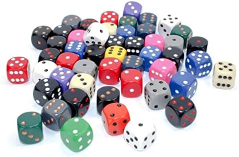 Chessex Opaque 16mm D6 Dice - Bag of 50 Assorted Colors