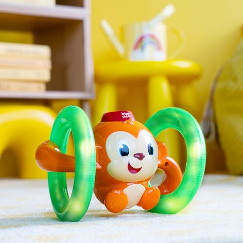 Bright Starts Roll and Glow Monkey - Light-Up Rolling Toy with Music for Babies 6M+ 14
