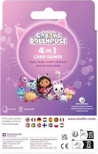 Shuffle Gabby's Dollhouse 4 in 1 Card Game for Kids - Snap, Pairs, Happy Families & Action Game 4