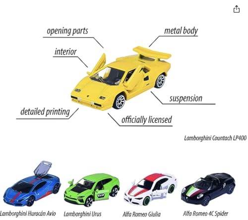 Majorette Italian Dream Cars Gift Box - 5-Piece Diecast Model Set for Ages 3+ 8