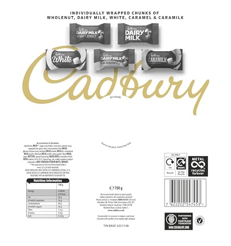 Cadbury Chocolate Chunks Festive Selection Tin - 700g Assorted Dairy Milk & Seasonal Chocolate Treats 7