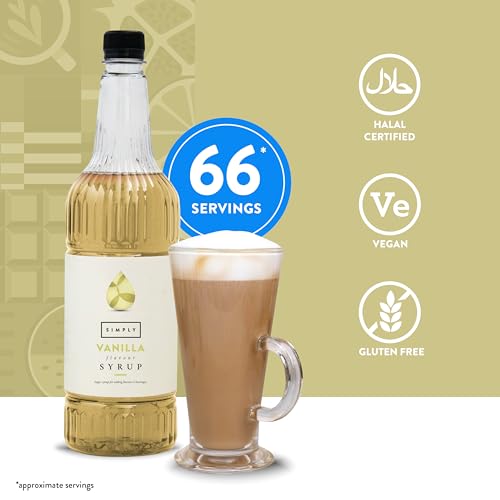 Simply - Vanilla Syrup, Vegan & Nut Free Flavoured Syrup for Coffee, Cocktails & Baking (1 Litre) 6