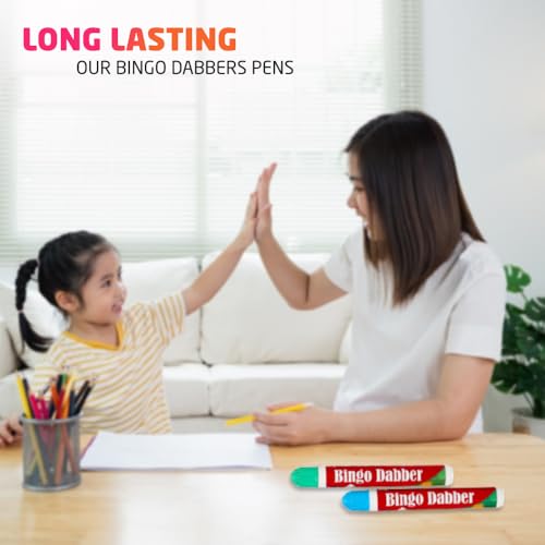 1ABOVE 3-Pack Non-Drip Bingo Dabber Pens in Red, Blue, Green for Family Game Nights 5