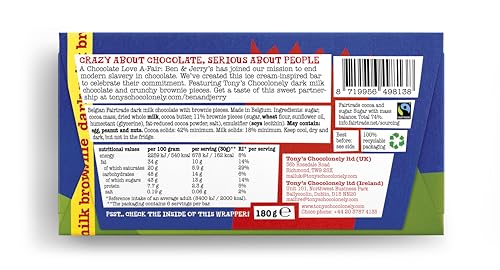 Tony's Chocolonely Dark Milk Chocolate Brownie Bar 180g 6