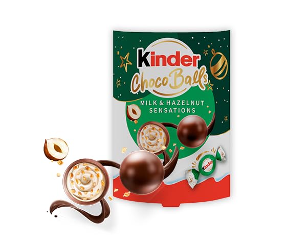 Kinder Balls G90x17 Milk & Hazelnut Chocolate Candy Variety Pack Christmas Edition