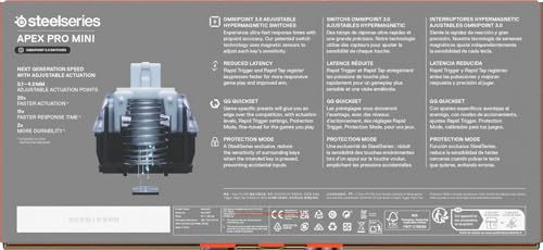 SteelSeries Apex Pro Mini Gen 3 - 60% Gaming Keyboard with OmniPoint 3.0 Hall Effect Switches - Adjustable Actuation, Rapid Trigger, Protection Mode - Black - US QWERTY 21