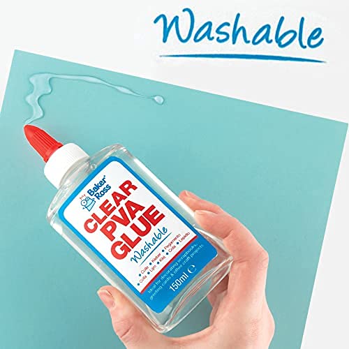 Baker Ross AR533 Clear PVA Glue - 150 ml Washable Craft Glue for Kids Ages 3+