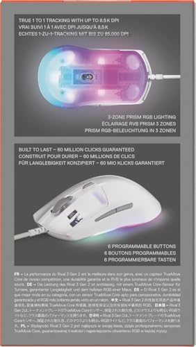 SteelSeries Rival 3 Gen 2 Gaming Mouse - 8500 DPI TrueMove Core Optical Sensor, 1.35ms Click Latency, RGB Lighting 21