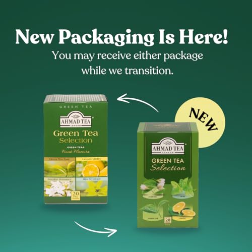 Ahmad Tea Green Tea Selection Pack - 20 Teabags with Jasmine, Mint & Lemon Varieties 5
