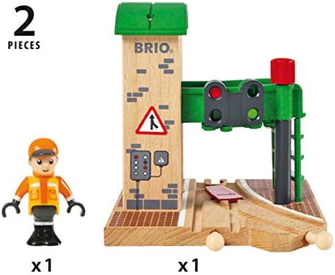 BRIO World Train Signal Station - Wooden Railway Accessory with Play Figure for Kids 3