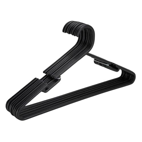 1ABOVE - 25pk Adult Black Plastic Coat Hangers with Trouser Bar & Clips