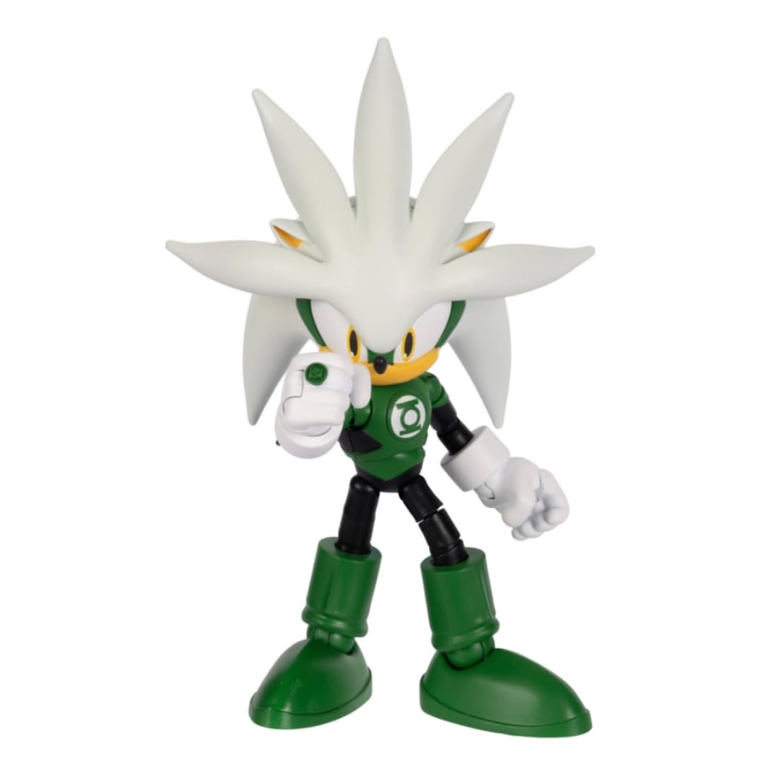 Sonic The Hedgehog Silver as Green Lantern 5' / 13cm Action Figure | Highly Articulated (22 Pts) | Collector's Packaging
