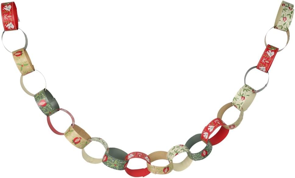 Talking Tables 100 x Paper Chains 6.5m - Recyclable Christmas Craft Decoration for Kids & Families