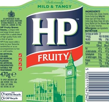 HP Sauce Mild and Tangy Fruity Brown Sauce, 470g 6
