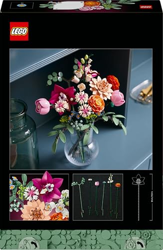 LEGO Pretty Pink Flower Bouquet 10342 - Buildable Floral Home Decor Set for Adults 12