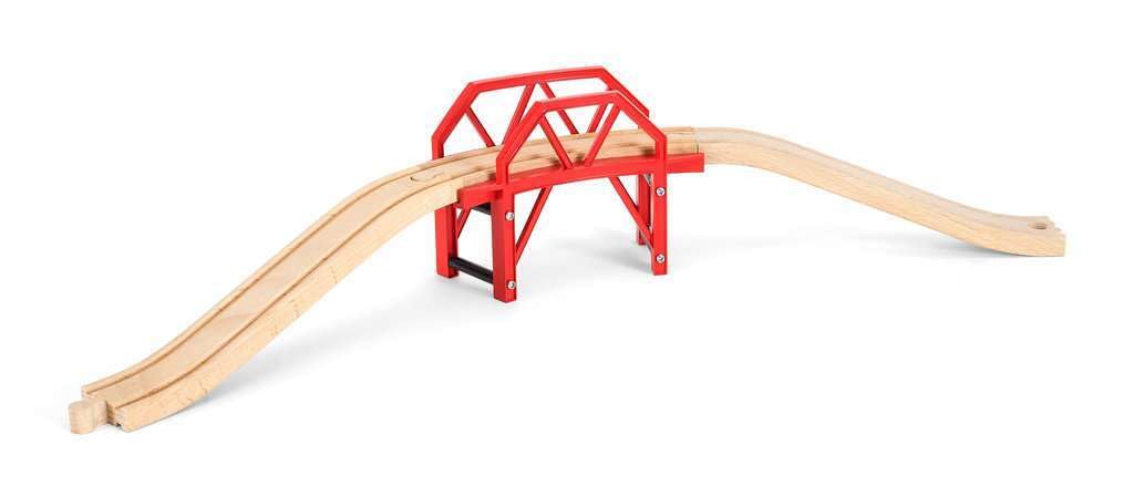 BRIO World Curved Train Bridge Wooden Railway Accessory Set for Kids 3+ 5