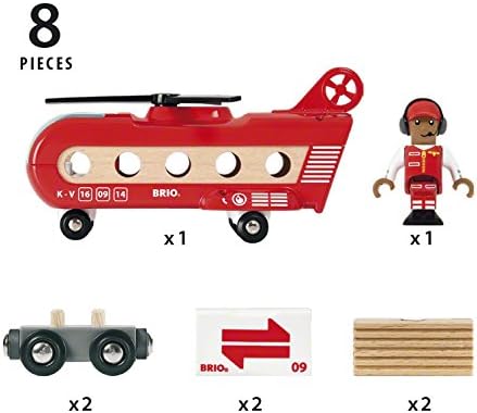BRIO World Airport Cargo Transport Helicopter Playset with Magnetic Couplings for Ages 3+ 4