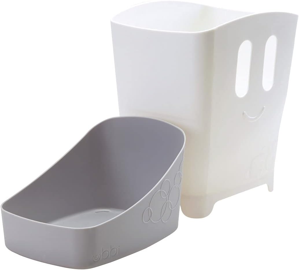 Ubbi Freestanding Bath Toy Organizer - Bath Caddy with Removable Drying Rack & Scoop, Grey 4