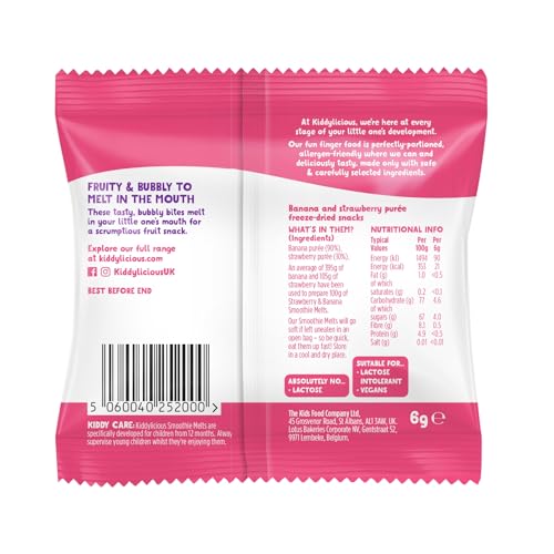 Kiddylicious Strawberry and Banana Smoothie Melts - 16 x 6g Fruit Snacks 9