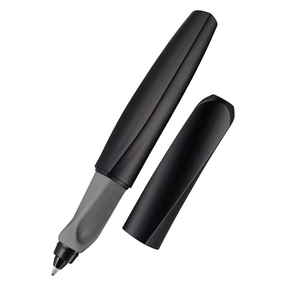 Pelikan Twist Rollerball Pen 946962 - Ambidextrous Ergonomic Design | Black Plastic | Includes 2 Blue Ink Cartridges