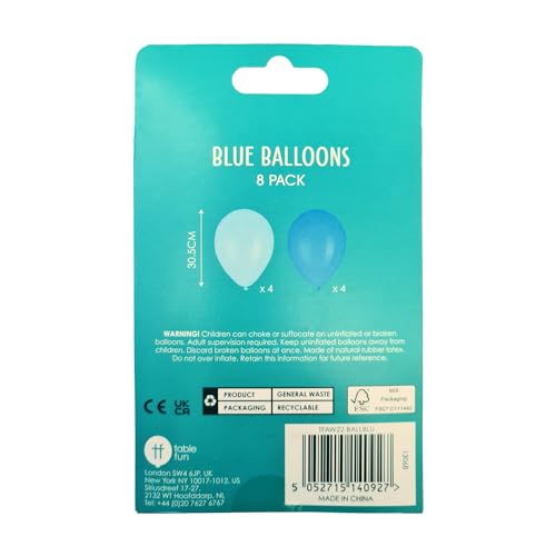 Talking Tables Blue Balloons - Pack of 8 Latex Party Decorations, 30.5cm 4
