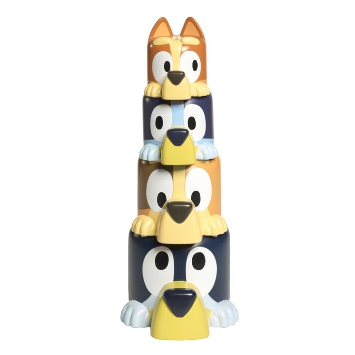 TOMY Bluey's Family Pourers - Stacking & Nesting Bath Toys for 18 Months+ | Multicolor Plastic 4