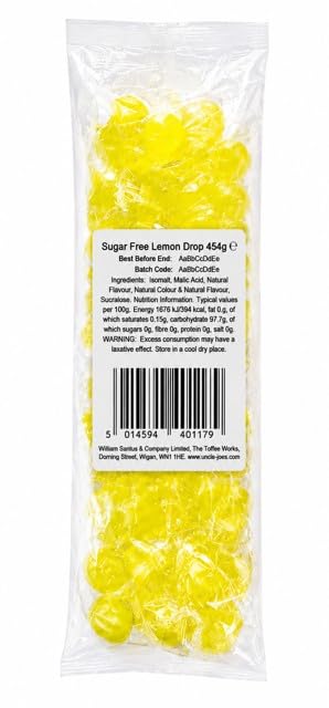 Uncle Joe's Sugar Free Lemon Drops - Classic Citrus Flavour | 454g Bag