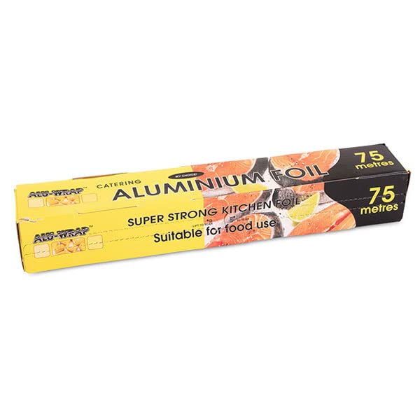 Catering Foil 450mm x 75m - Commercial Aluminium Foil with Strong Wipe Clean Cutter Box - 11 Micron Heavy Duty Food Wrap