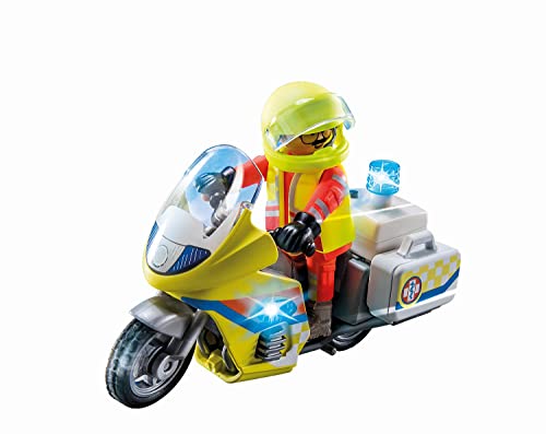 Playmobil 71205 Rescue Emergency Motorcycle - First Responder Toy with Lights for Ages 4+