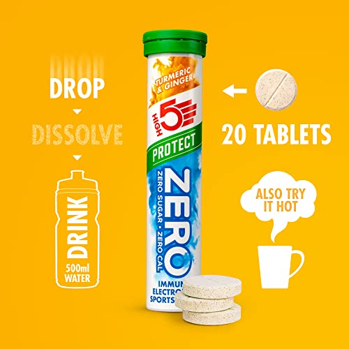 HIGH5 Zero Protect Electrolyte Hydration Tablets with Vitamins C & D (Turmeric & Ginger) - 20 Tablets (106994002069GBR)