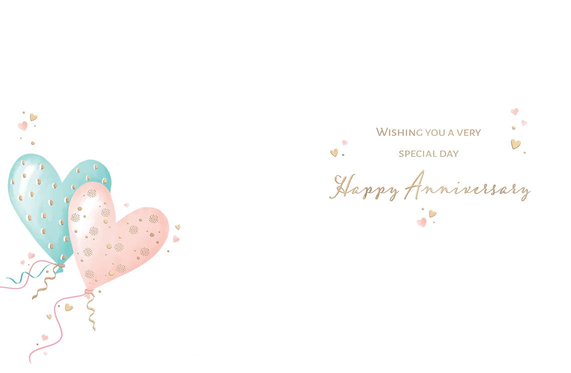 Piccadilly Greetings Anniversary Card - With Love Design | 8 x 6 Inches | Pink and Blue