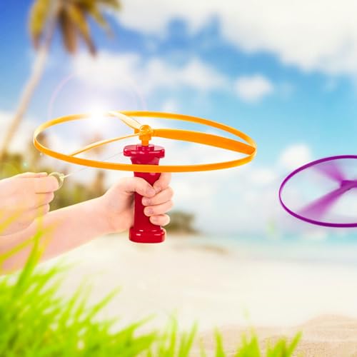 Battat Skyrocopter Flying Disc Toy - 2 Launchers & 4 Discs - Pull String Helicopter Playset for Kids 3+ 8