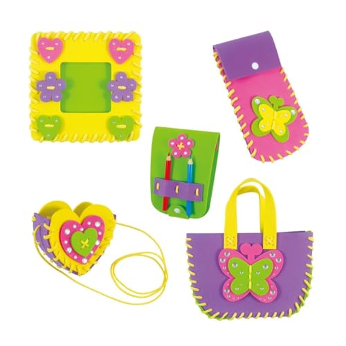 Galt First Sewing Kids Craft Kit with Pencil Case, Purse & Frame - Foam Sewing Set for Children 14